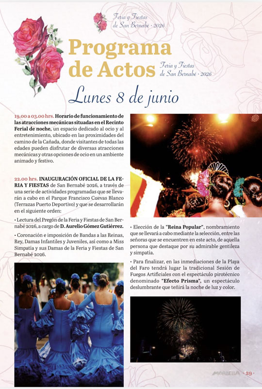 Programa de la Feria y Fiestas San Bernabé Marbella 2026