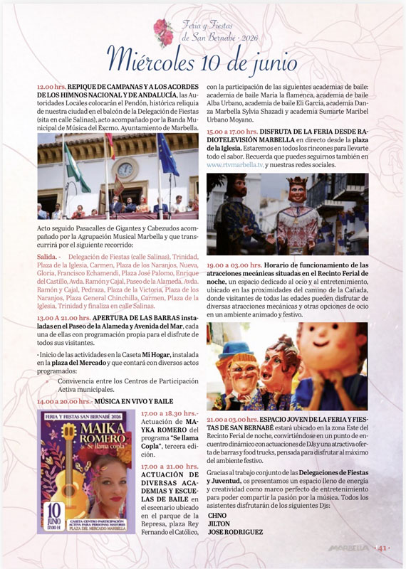 Programa de la Feria y Fiestas San Bernabé Marbella 2026